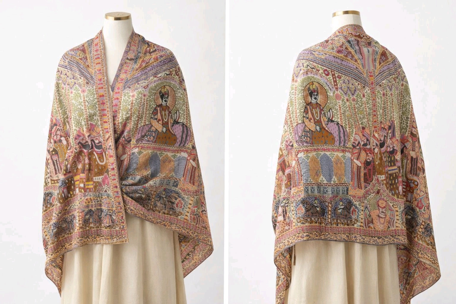 Designer Mughal Theme Based Kalamkari Shawl