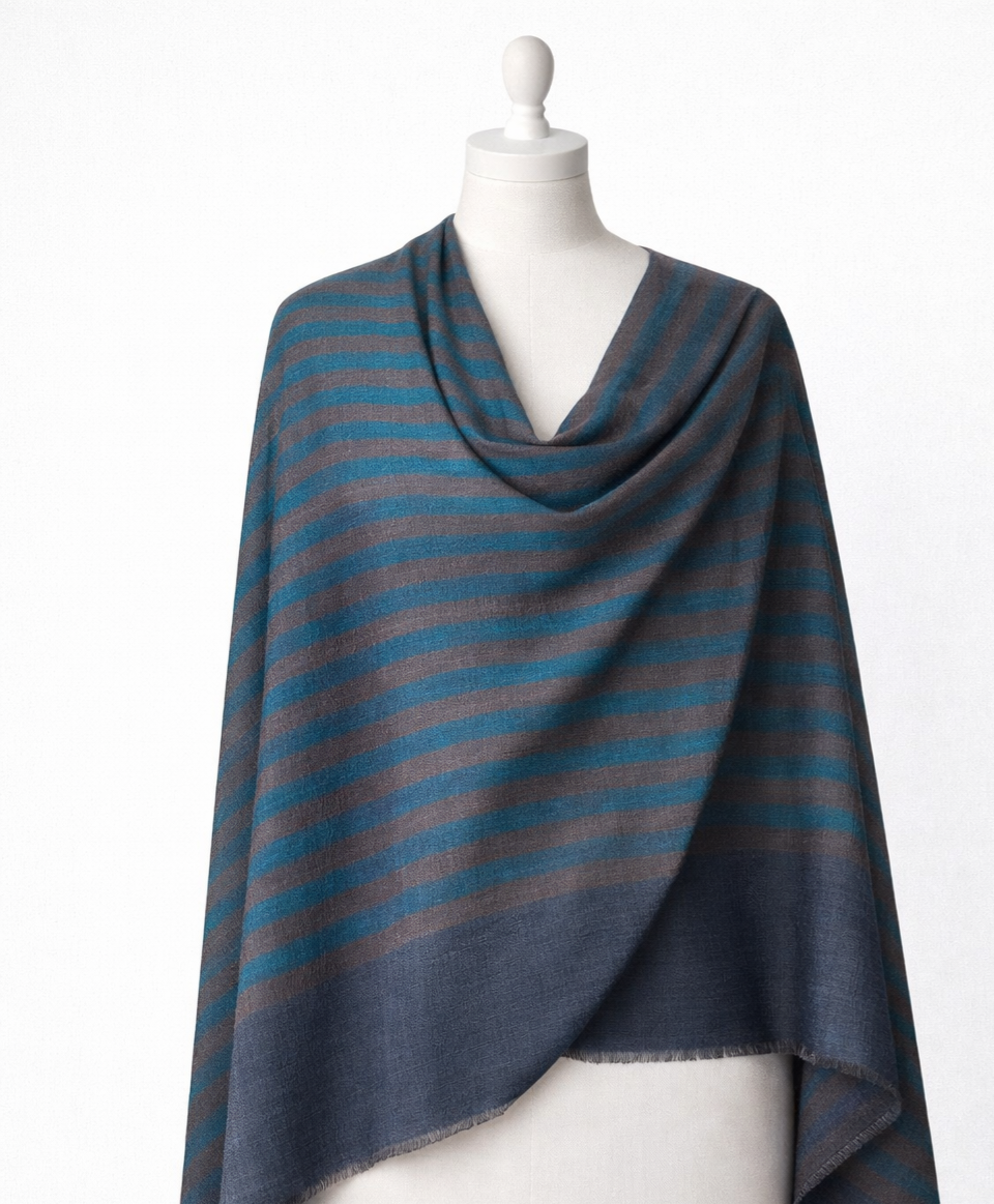 Simple Yet Elegant Blue Stripes Shawl