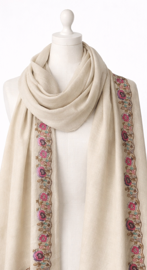 Designer Hand Embroidered Shawl with Zardosi and Sequin Work